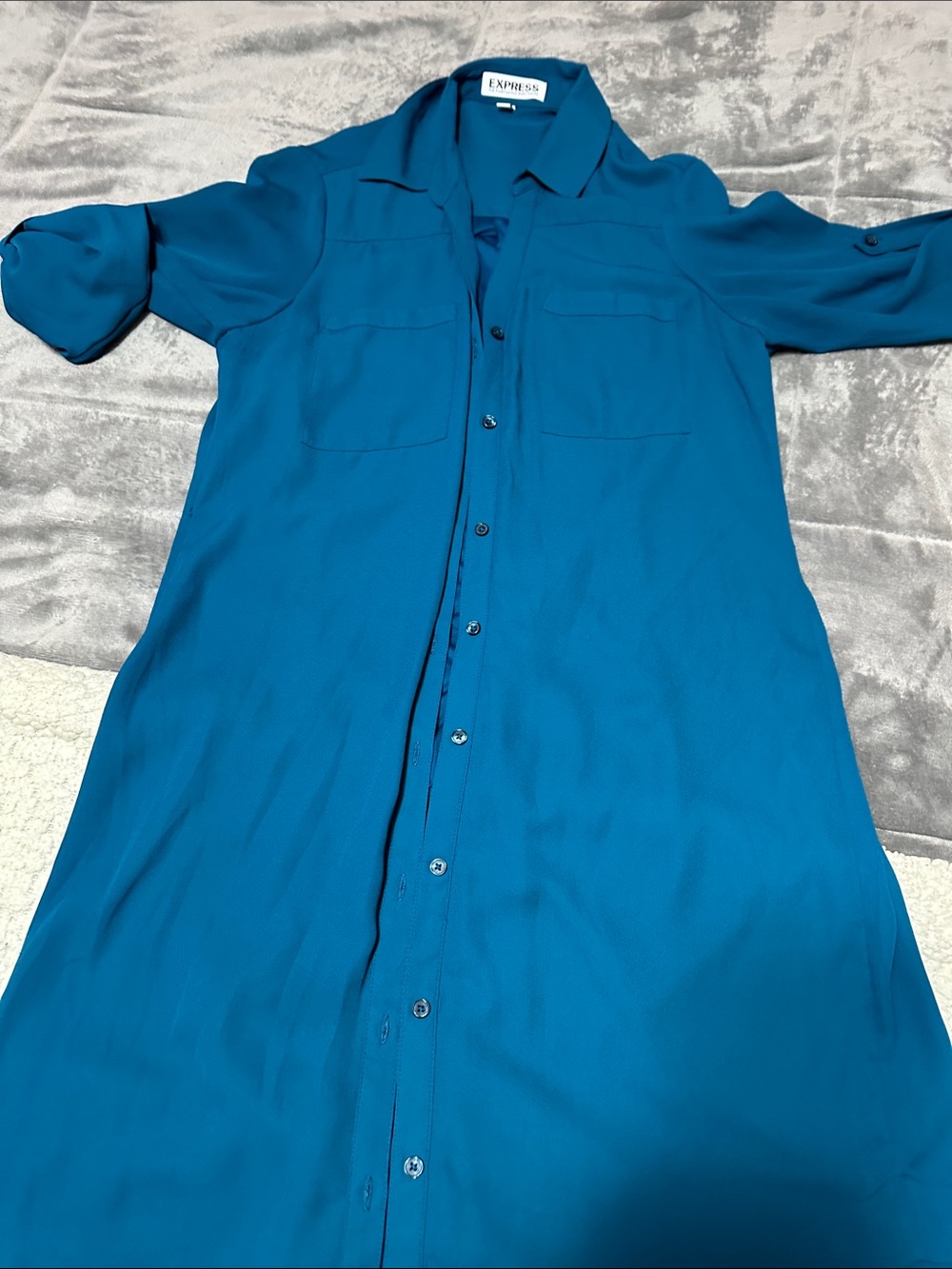 Express Men’s Teal Blue Button-Down Shirt Dress